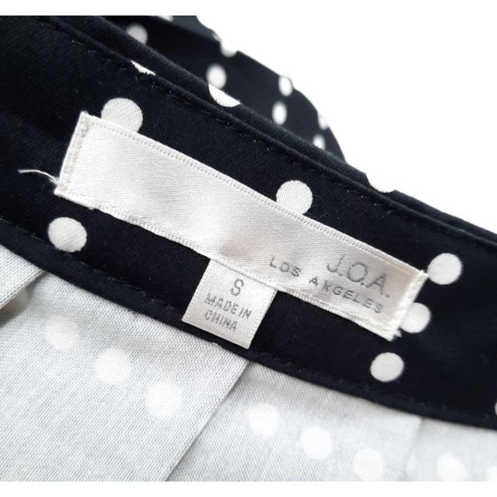 J.O.A. Los Angeles Black White Polka Dot Striped Pleated A-line Skirt Size S - Picture 8 of 10